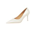 thumbnail image 5 of Gomelly Womens Fashion High Heels Lightweight Pointed Toe Pumps Party Walking Elegant Slip On Dress Shoes White 7.5cm 5.5, 5 of 6