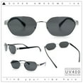 thumbnail image 2 of Gentlemanly Octagonal Narrow Rectangle Metal Rim Hipster Sunglasses Silver Black - Black, 2 of 8
