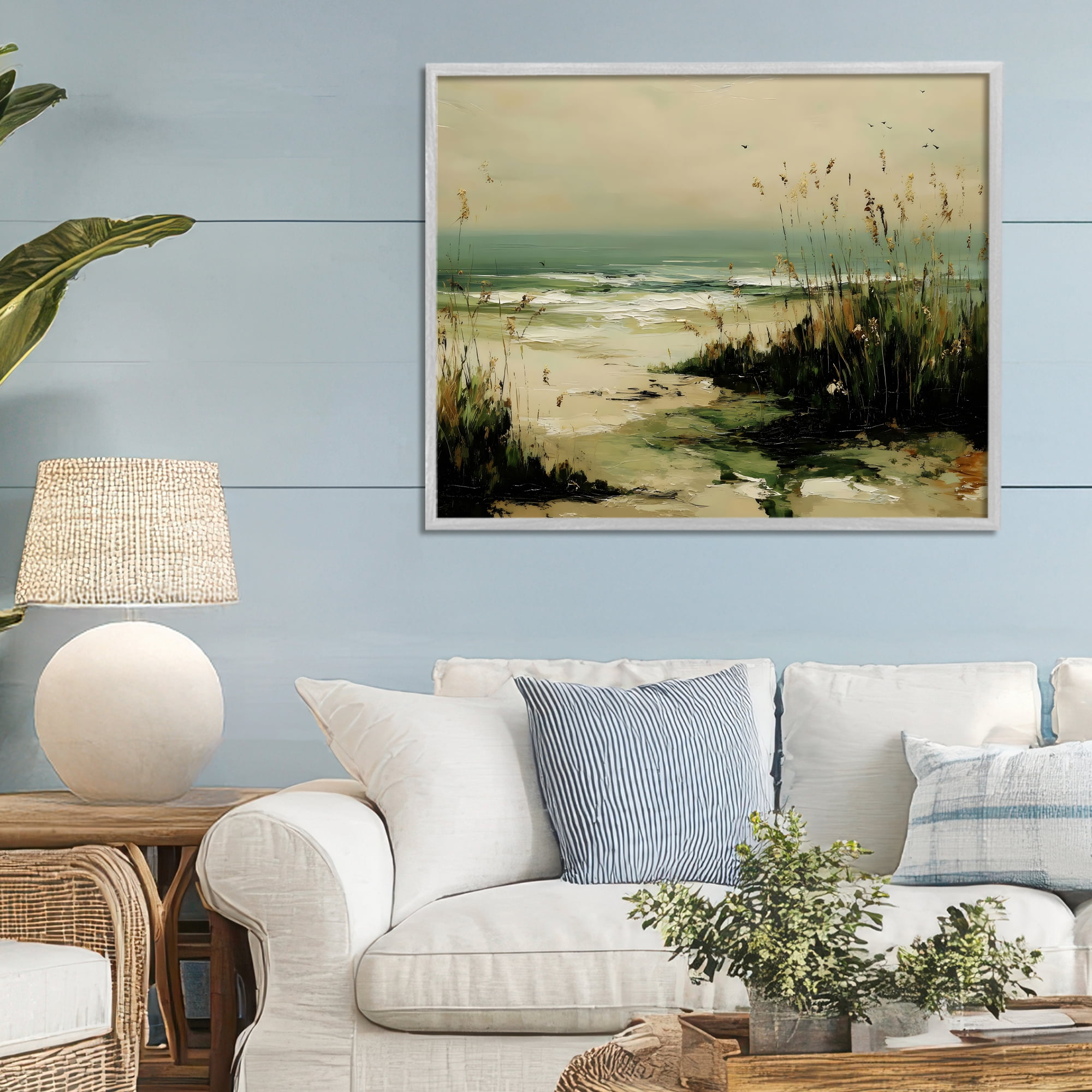 Stupell Industries Sea Oats on the Beach Gray Framed Giclee Art, design by Franklyn Gregory
