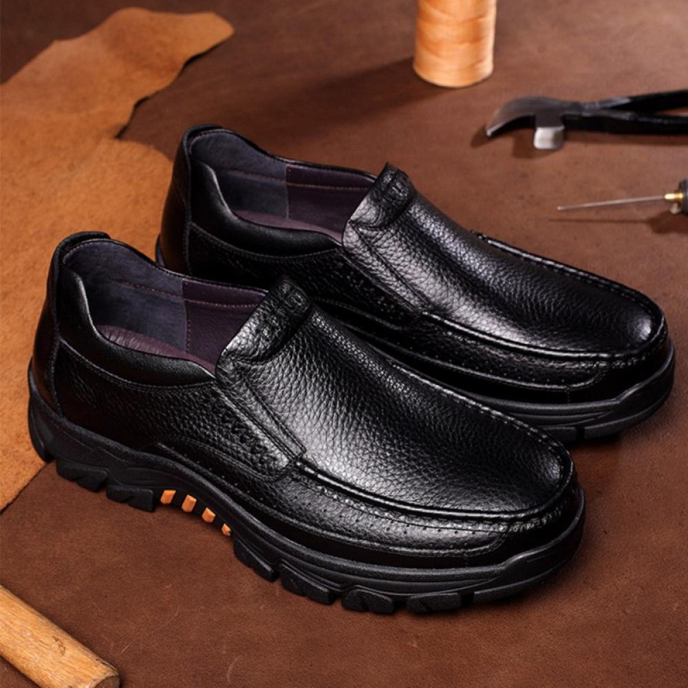 Luxsy Dress Men's Business Leather Shoes Men's Soft Soled Leather Casual Men's Shoes Men's Breathable Single Shoes Black - image 3 of 8