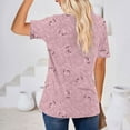 thumbnail image 4 of Dreluolixuan Womens Summer Shirts Casual Short Sleeve Tees V Neck Blouses Love Heart Print Tops Button up Pullover Casual Summer Vacation 2024 Fashion Trendy Clothing Pink S, 4 of 8