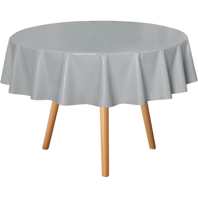 Clear Plastic Round Tablecloth Vinyl PVC Table Cloth Protector Oil Spill Proof Wipe Clean Table Cover for Dining Tables Parties Camping Crystal Clear