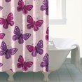 thumbnail image 4 of Butterfly and Daisy Pink Pattern Modern Waterproof Shower Curtain Set with 12 Hooks, Washable Decorative Bathroom Shower Curtain, 4 of 6