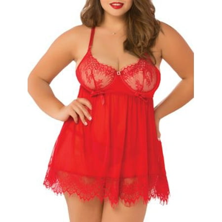 

Seven til Midnight Womens Plus Size Bed Of Roses Babydoll Set Style-10697X