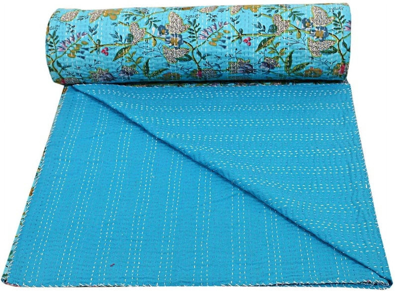 Indian Handmade Cotton Kantha Quilt Vinatge Blanket Quilted Paradise Kantha Bedding Throw Bohemian Bed Cover Kantha Gudari