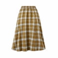 thumbnail image 5 of DYTTDG Women's Classic Plaid High-Waist A-Line Midi Skirt | Elastic Waist Mid-Calf Flared Skirt, Casual Spring-Fall Outer Bottom for Daily & Vacation Occasions, 5 of 8