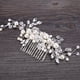 thumbnail image 3 of Peineta de boda hecha a mano con perlas y cristales, tocado de boda (plateado), 3 of 5