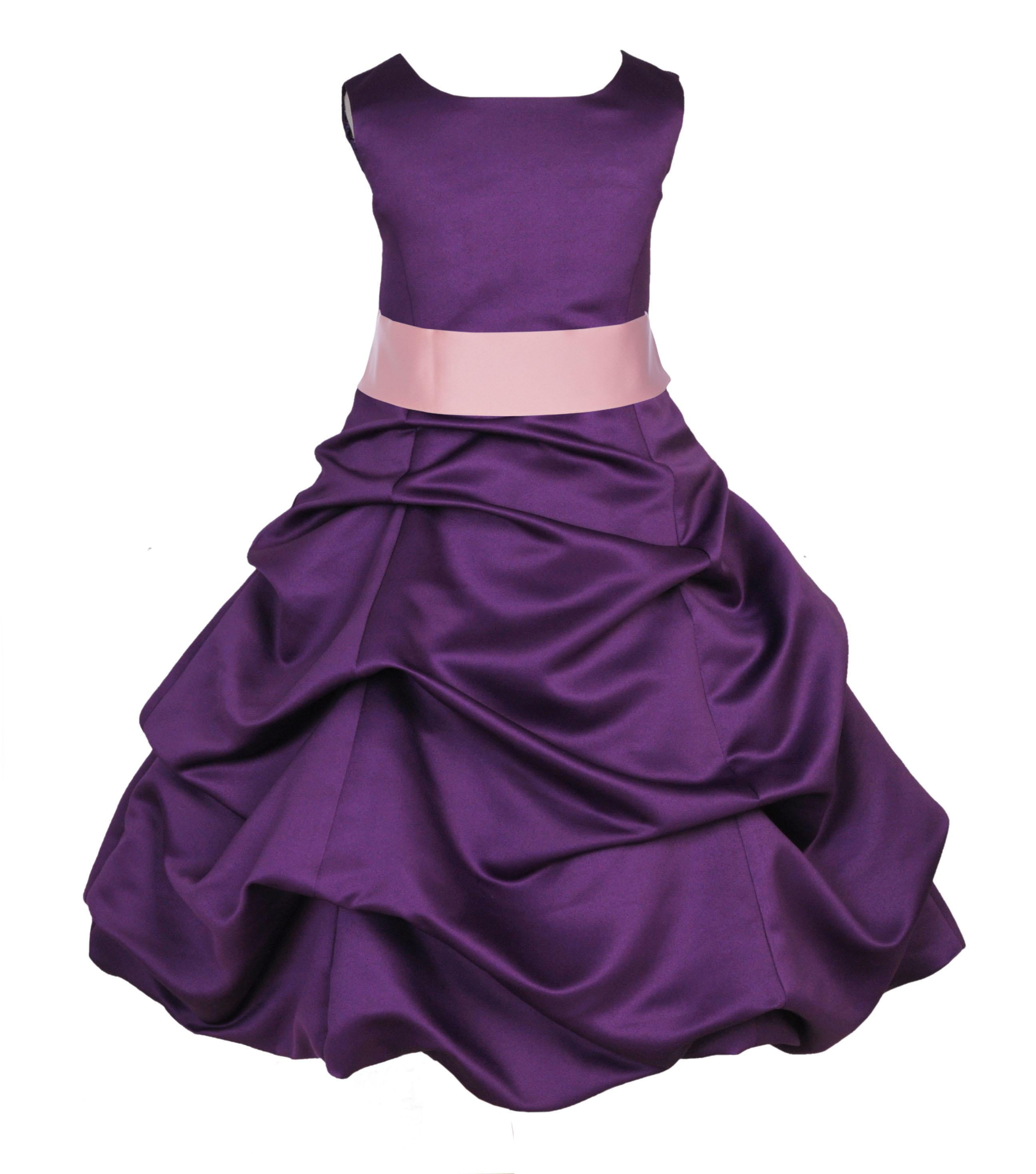 Ekidsbridal Formal Pickup Satin Purple Flower Girl Dress Junior