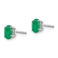 thumbnail image 2 of 14K White Gold Earring Birthstone (05) May Women'S Emerald Oval Green 6 mm 4, 2 of 3