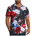 thumbnail image 2 of Styesk T-Shirts pour Homme Hommes Décontracté Mode Imprimé Poche Bouton Manche Courte Col Rabattu Blouse Chemise, 2 of 6