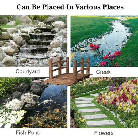 5 Wooden Bridge Stained Finish Decorative Solid Wood Garden Pond