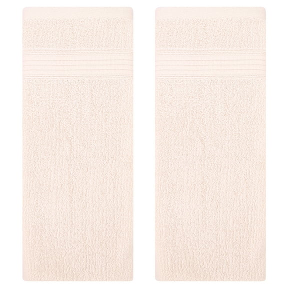 REGALWOVEN Solid Striped Hand Towel Set 13" x 29" Cotton Soft Absorbent Towels for Bath, Hotel, Spa Pink 2-Piece