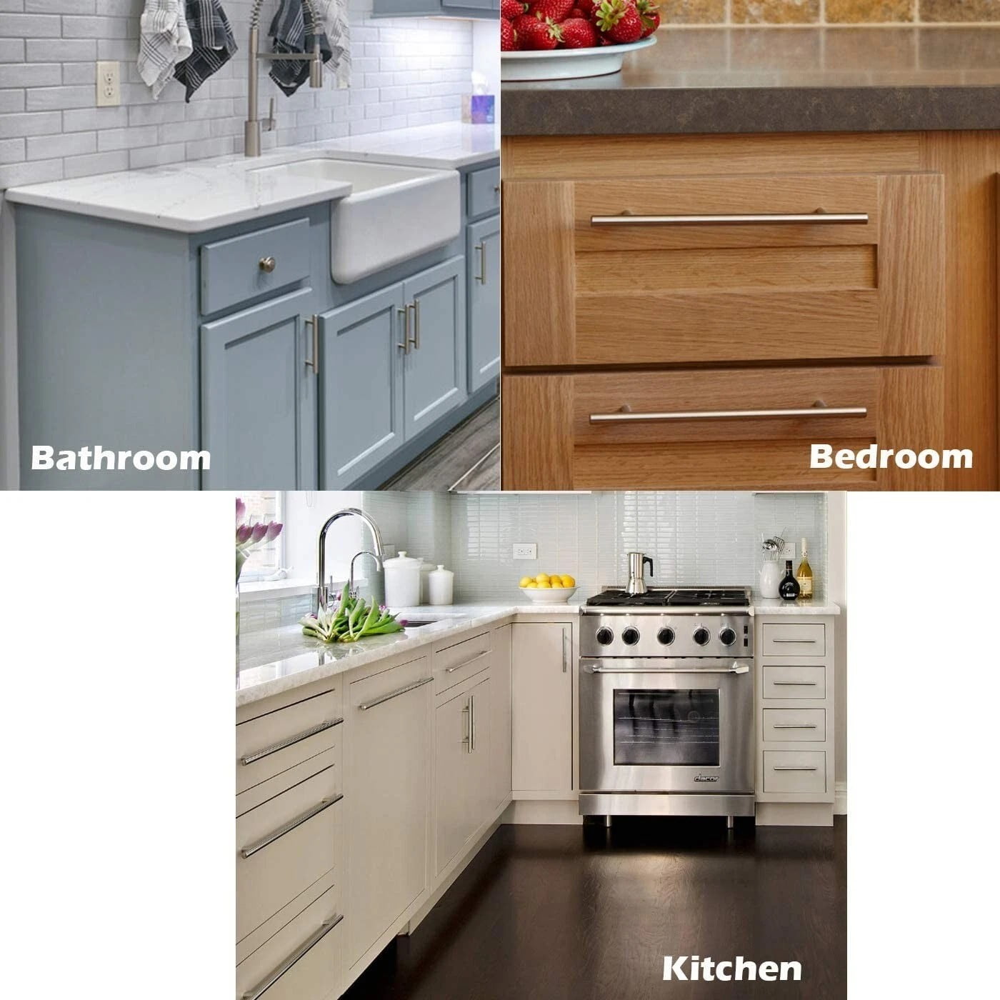 30 Pcs Stainless Steel Satin Nickel Finish 2 inch Kitchen Cabinet Handles T Bar Drawer Pulls