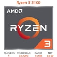 thumbnail image 2 of Procesador AMD  RYZEN 3 3100 3.6 GHz 4 Core AM4 100-100000284BOX, 2 of 3