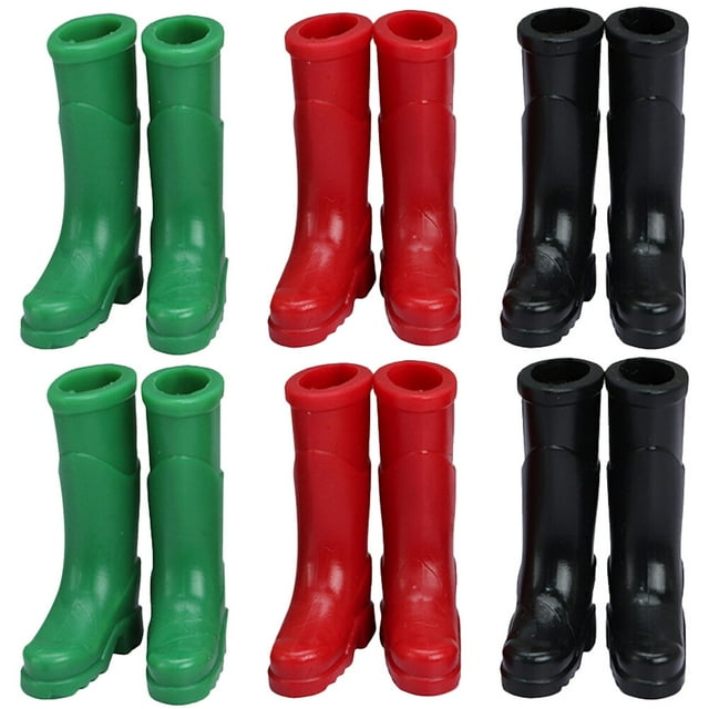 KAKOWELY 6 pares de minizapatos, botas de lluvia en miniatura, decoración de zapatos para casa pequeña, accesorios para casa pequeña