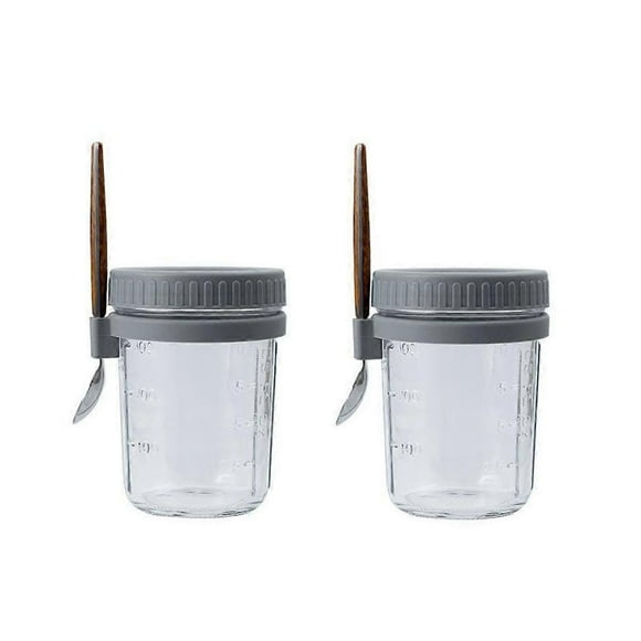 2PCS Overnight Oats Container 10- Glass Jars with Spoons
