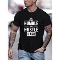 thumbnail image 1 of Stay Humble Hustle Creative Stylish Pattern Men's Round Crew Neck Short Sleeve, Simple Style Tee Fashion Regular Fit T-Shirt Casual Comfy Top For Spring Summer Holiday Leisure Vacation Men's Clothing, 1 of 5