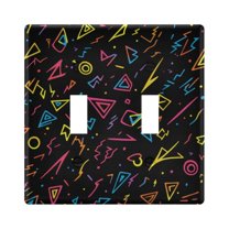 Yayeee Toggle Light Switch Wall Plate 2-Gang 4.56"x4.48" Decorative Outlet Cover, Black Neon Lightning