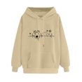 thumbnail image 4 of IROINNID Women's Long Sleeve Hoodie Mid-Length Leisure Christmas Print Pocket Sweatshirts Shirt Pullover, Beige, 4 of 5