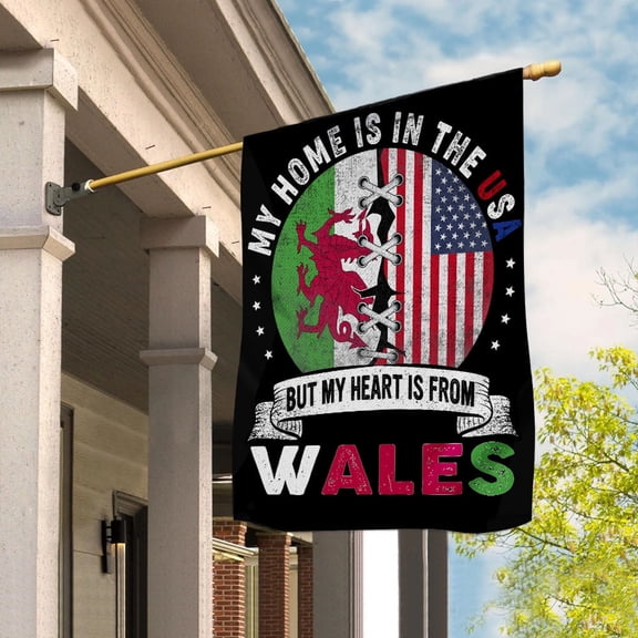 Flag-Made in America with Welsh Parts Wales U.S.A Friendship American Flag Patriotic House Flag, Double-Sided Decorative Outdoor Flag, Polyester Yard Flag 29.5 x 39.5 in