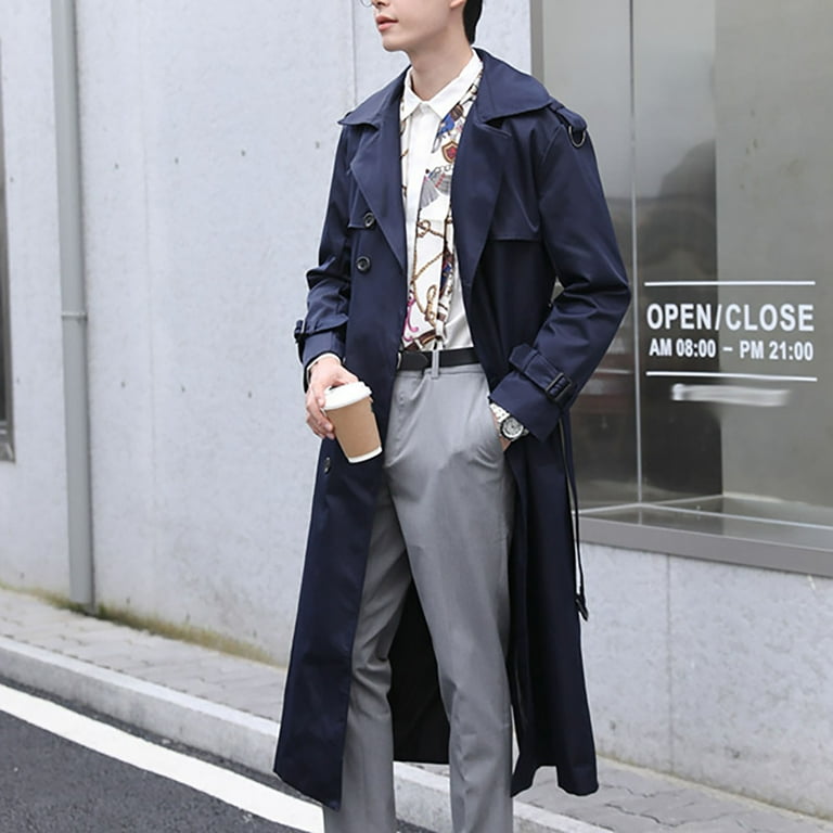 ジャケット・アウター sullen Vintage trench long coat QHFBli Vintage Mens Trench Coat Classic Long Double Trench Coat