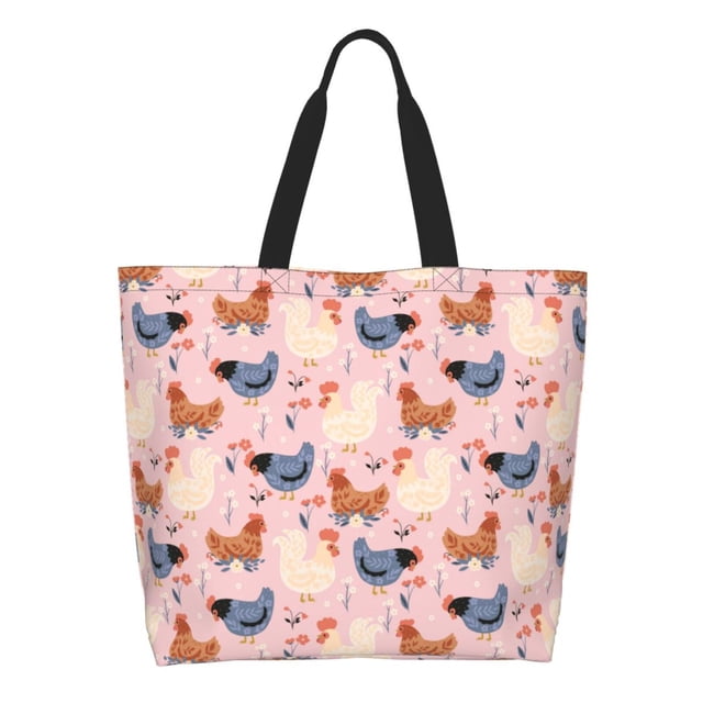 Balery Funny Chicken Bolsa Tote Estilo Estético con Cremalleras, Bolsa de Hombro, Bolsa de Compras Grande y Plegable