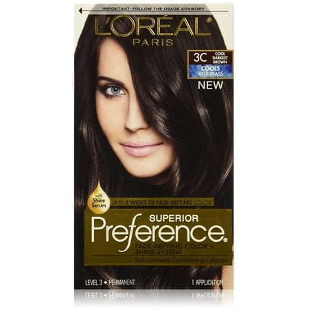 2 Pack - L'Oreal Superior Preference Fade-Defying Color + Shine System, Cool Darkest Brown [3C] 1