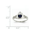 thumbnail image 2 of 14K White Gold CZ September Birthstone Claddagh Heart Ring, 2 of 2