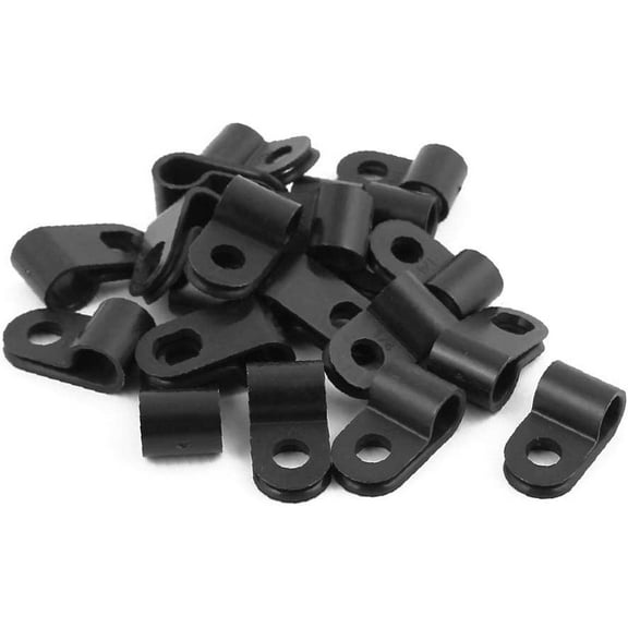 20Pcs Nylon R Type CC-1 1/4" Cable Cord Wire Clamp Clip Fastener Black(20Pcs Nylon R tipo CC-1 1/4' 'Fascetta fermacavo per cavo