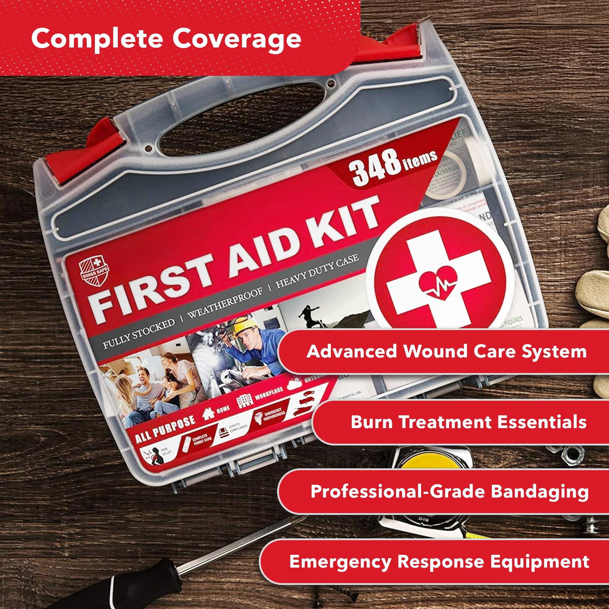 2-in-1 First Aid Kit For Car  Travel & Home Businesses - Bonus Mini Emergency Camping Fsa Hsa Eligible 348 Large Hardcase Fak