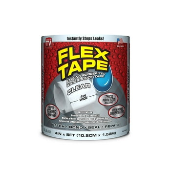 Flex Tape Strong Rubberized Waterproof Tape, 4 inches x 5 feet, Clear