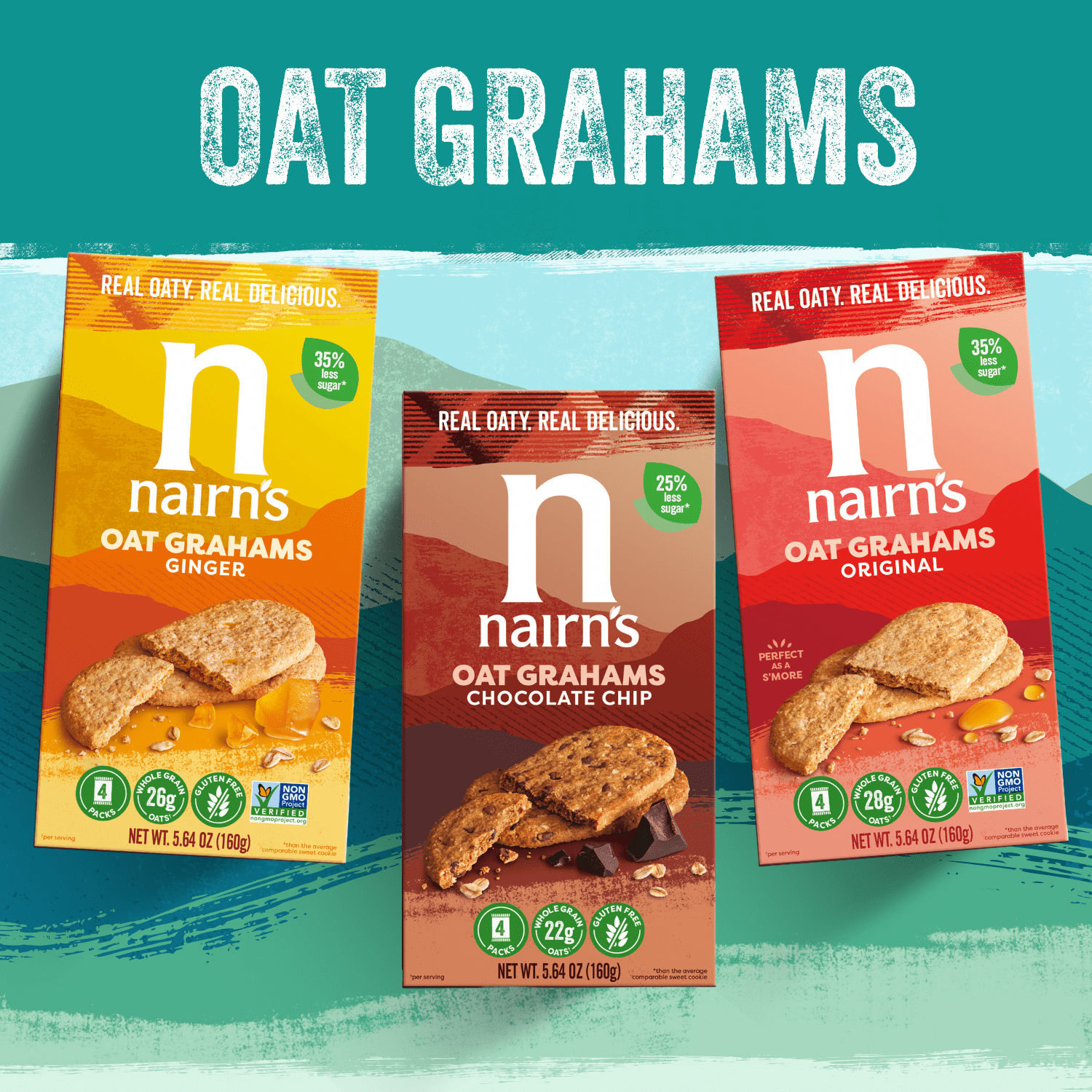 Nairn's Gluten-Free Chocolate Chip Oat Grahams - Healthy, Tasty and Safe for Celiacs. Perfect On-the Go Snack. High Fiber, No Artificial Colors, Flavors, or Preservatives, 5.64oz, Pack of 6
