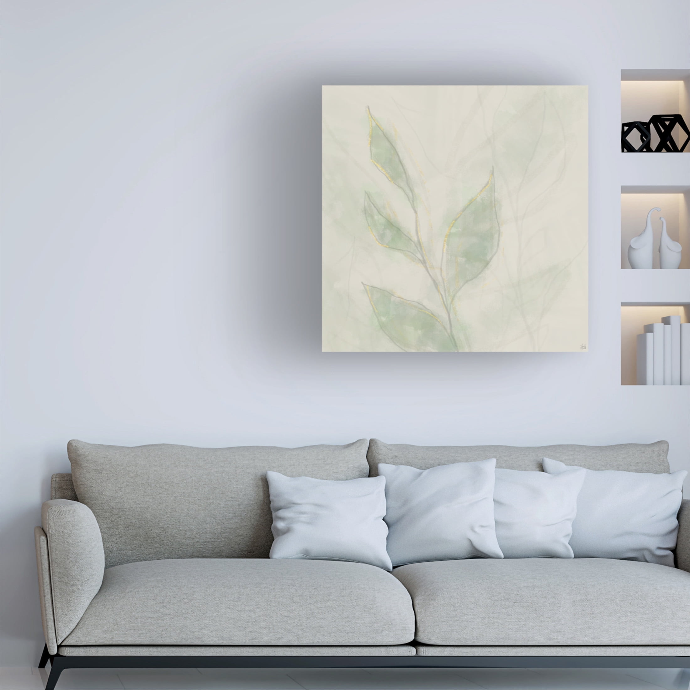 Canvas Wall Art - Line and Brush 'Botanical Shadowed' Wall Art for Living Room, Bedroom, or Office Décor by Trademark Fine Art - 14 x 14 Inches