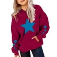 thumbnail image 2 of REDARER Front Sleeve Star Graphic Print Kangaroo Pocket Soft Oversized Kids Hooded Pullover for All Seasons School Daily Unisex Casual Tops,4-5 Years, 2 of 4