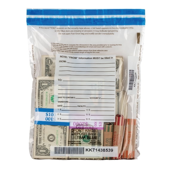 BankSupplies Ultima Blue Clear Deposit Bags | 9W x 12H | Pack of 100 |