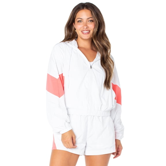 Celebrity Pink Women's Zip Front Hooded Windbreaker Jacket, Sizes XS-XXXL