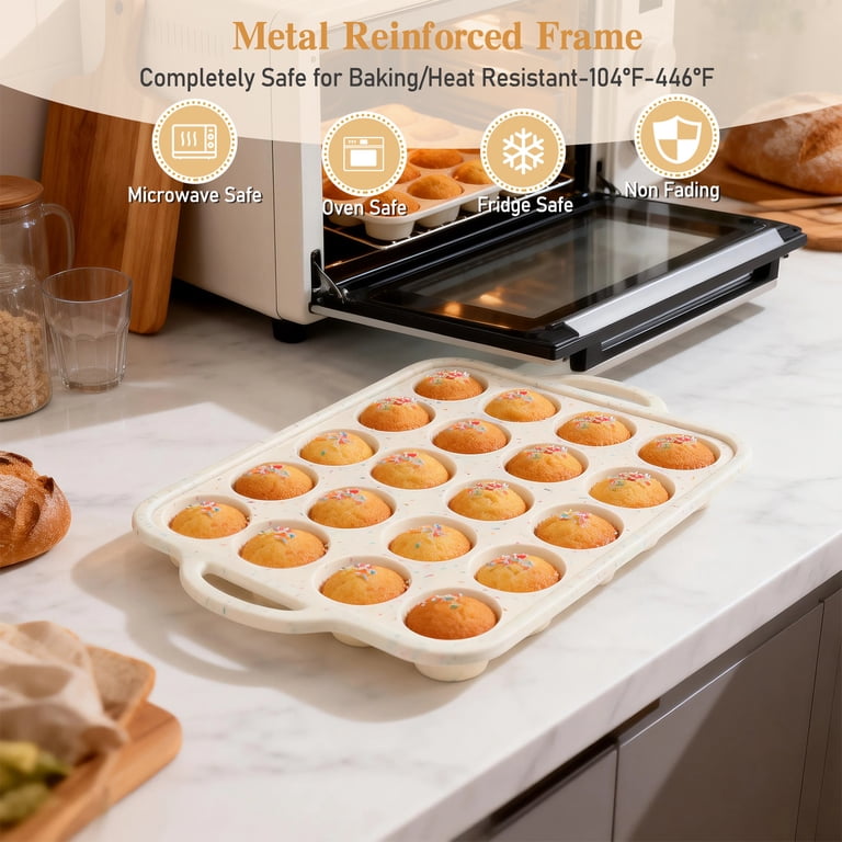 AOKIWO 24-Cup Silicone Mini Muffin Pan with Metal Frame photo 2
