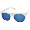thumbnail image 3 of zeroUV Unisex Modern Super Flat-Top Wide Temple Colored Mirror Lens Horn Rimmed Sunglasses 55mm (Shiny White / Blue Mirror) - 55mm, 3 of 5