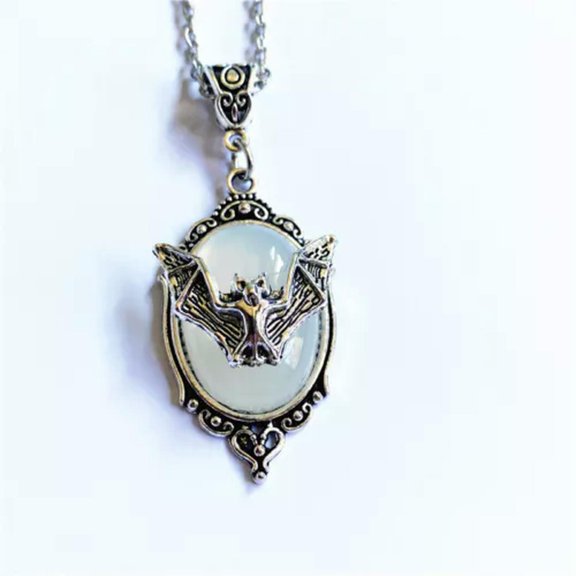 HOOUN Women&Men's Bat Pendant Necklace Hip-Hop Vintage Viking Witch Goth Jewelry Gifts-10#Bat White Resin Necklace