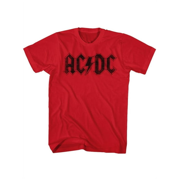 ACDC Heavy Metal Rock Band Black on Red Logo Adult T-Shirt Tee