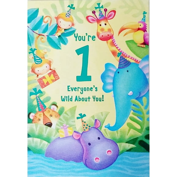 Tarjeta de felicitación: Hoy cumples 1 año, ¡estamos locos por ti!