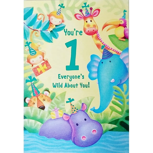 Tarjeta de felicitación: Hoy cumples 1 año, ¡estamos locos por ti!