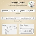 thumbnail image 3 of Inkless Label Printer P12 Portable Mini Printer Bluetooth Wireless Thermal Printer Auto Cut ,Improve Efficiency, 3 of 5