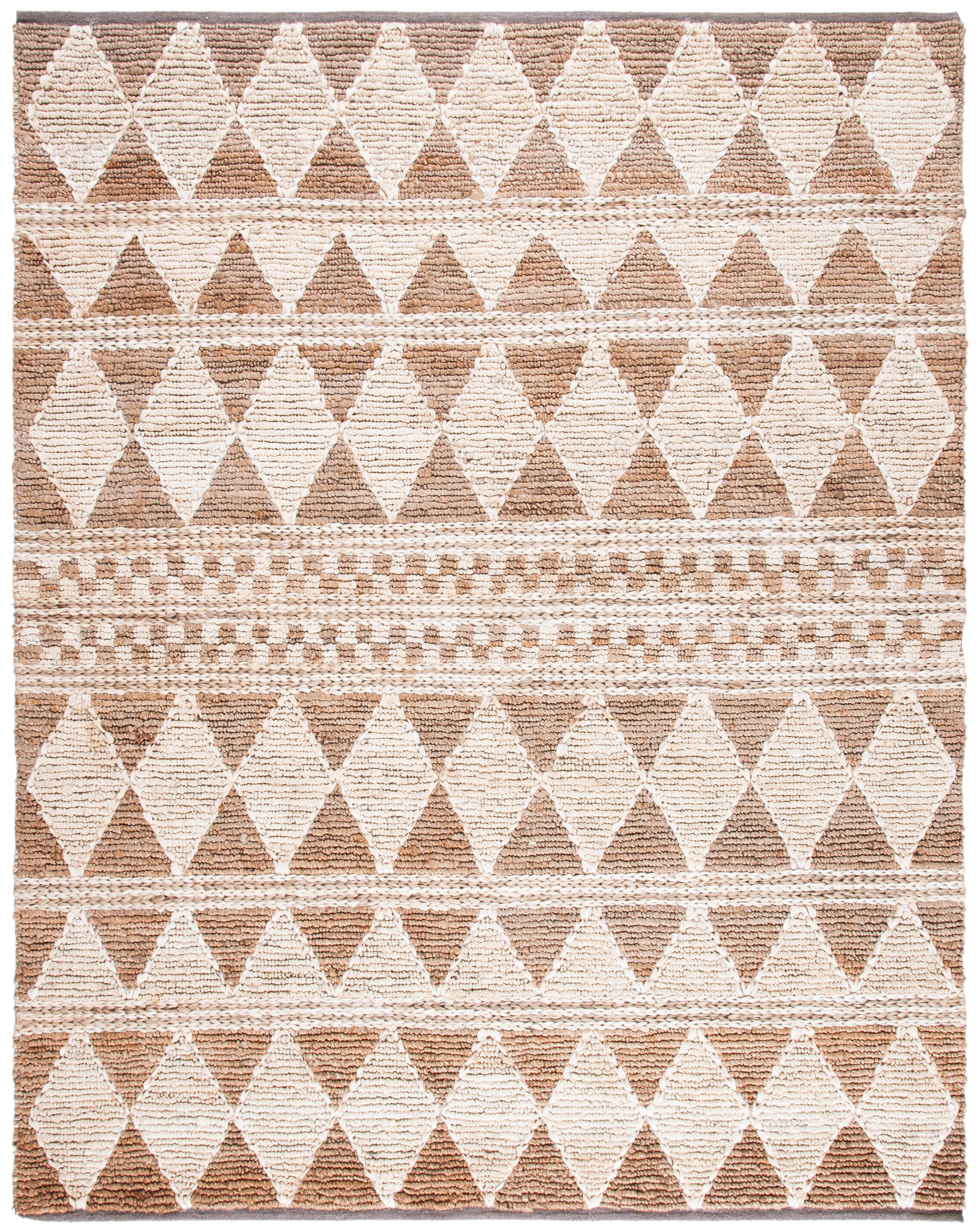 SAFAVIEH Natural Fiber Serenity Geometric Jute Area Rug, Brown/Beige, 9' x 12'