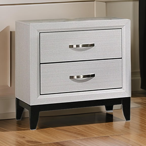 Nmkwnr 2 Drawers Beside Table Nightstand with Metal Handle, White
