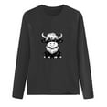 thumbnail image 3 of QUNYINEY Long Sleeve Women Shirts Gray Casual Cow Print Crew Neck Tops Drop Shoulder Pullover Loose T-Shirts Women's Tops, 3 of 3