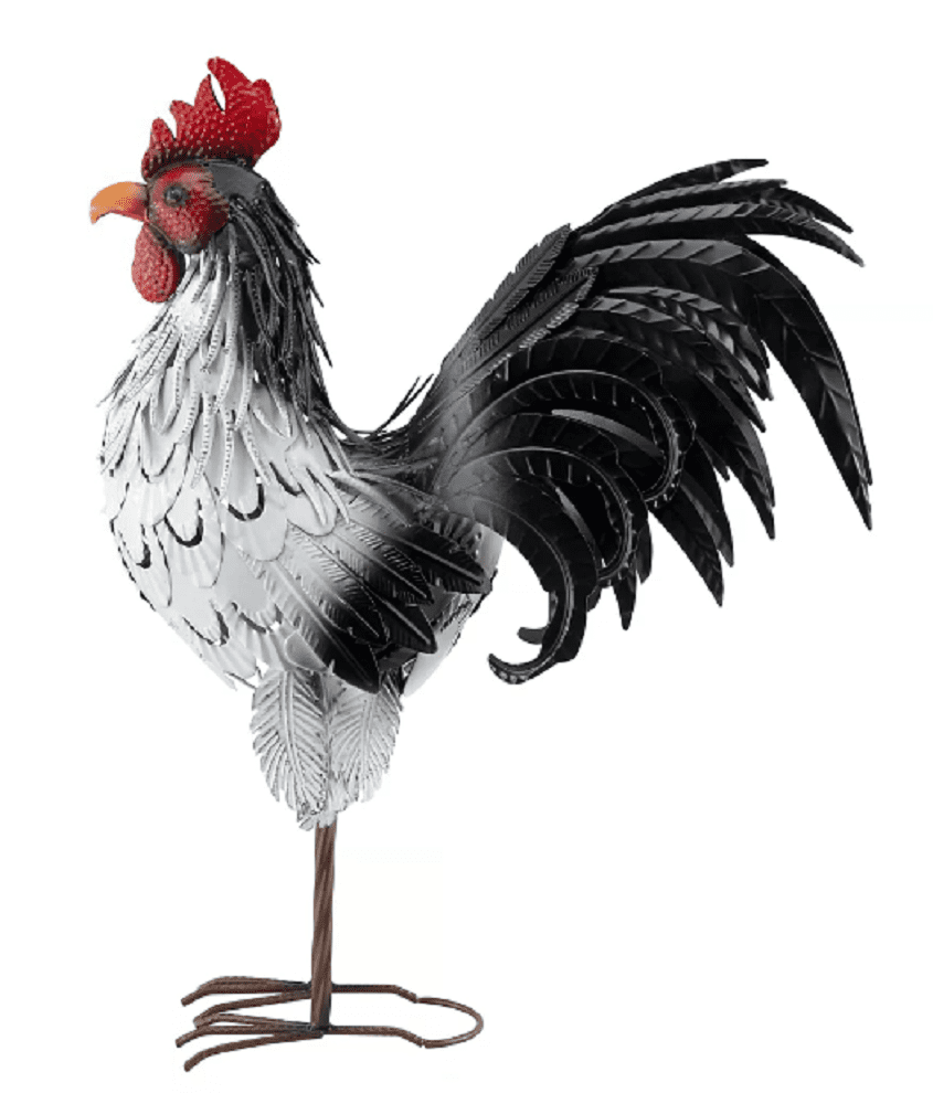 Red Shed ZT221212 Decorative Metal Rooster, White/Black