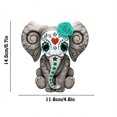 thumbnail image 2 of Day of the Dead Sugar Skull Baby Elephant Car Sticker - Perfect for Laptop, Water Bottle, Phone, Motorcycle, Vehicle, Paint, Window, Wall, Cup, Bumpers - Vibrant Teal Blue Color, 2 of 5