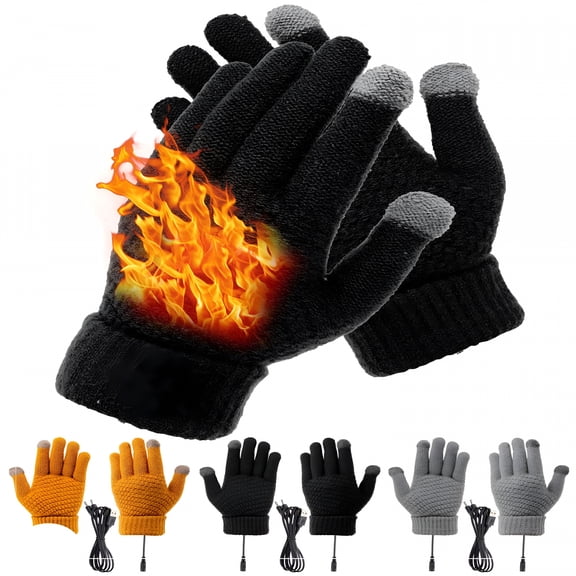 TELOLY 2026 New Usb Heated Gloves Winter Warm Touchscreen Gloves Hand Warmers Gloves for Men Women Washable Knitting Typing Gloves for Outdoor,Daily Wear,Commuting,Winter Sports,Travel (Black)