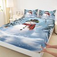 thumbnail image 3 of Feelyou Christmas Snowman Bed Sheets, Poinsettia Flower King Sheets, Kids Teens Girls Boys Sheet Set, Super Cozy Room Decor, 4pcs, 3 of 7